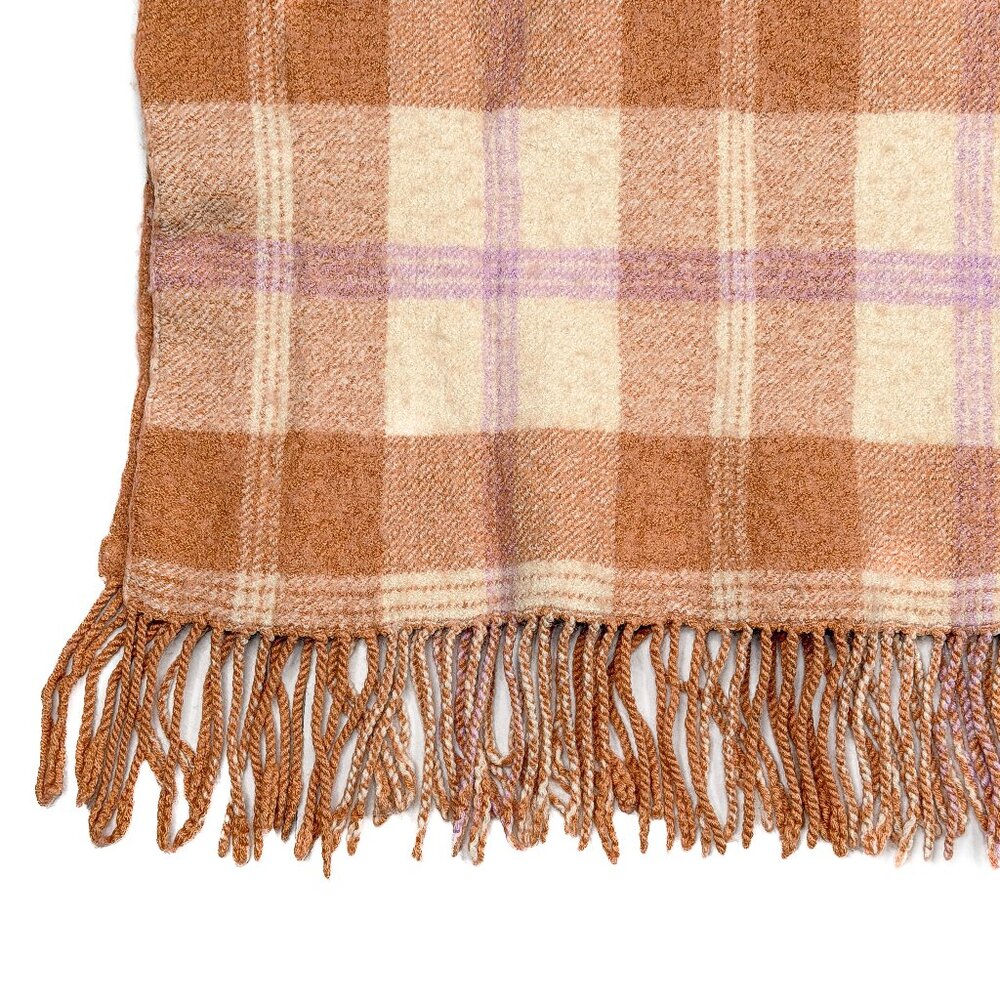 J. Crew Soft Wool Blend‎ Plaid Tartan Fringe Open-Front Wrap Cape Shawl - NWOT - Picture 5 of 9